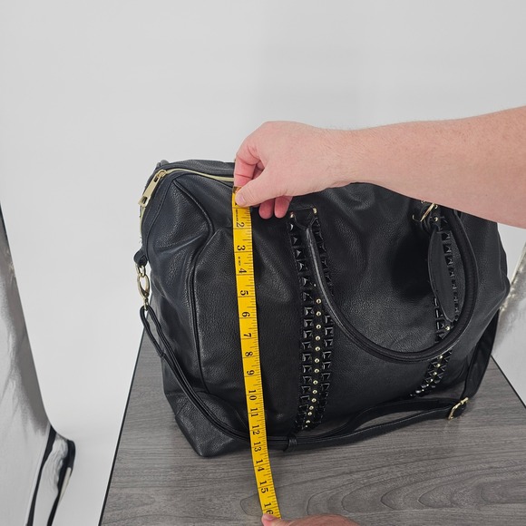 Big Buddha Black Faux Leather Studded XL Duffle Travel Bag EmbelishedY2K - Picture 11 of 13